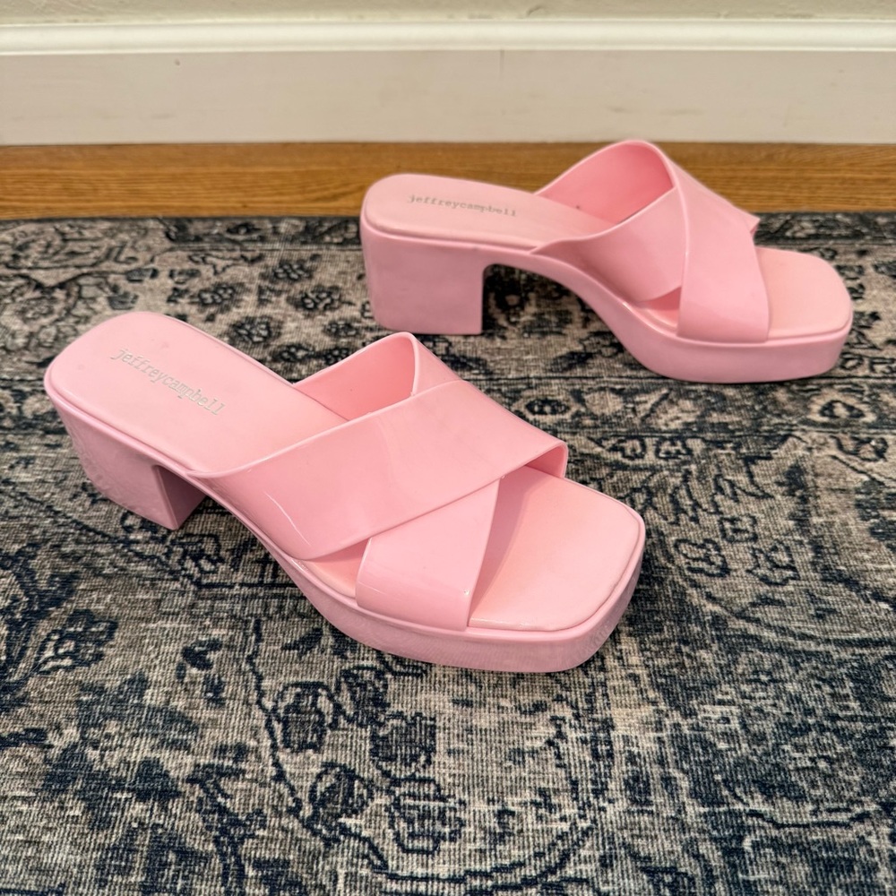 JEFFREY CAMPBELL Women’s 8 Bubblegum Pink Jelly Platform Sandals Heels - Picture 2 of 8